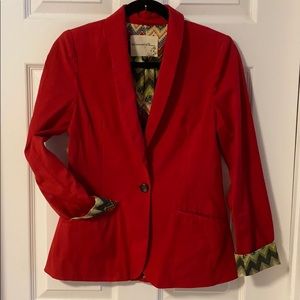 Blossom & Clover RED Notch Collar 1 Button Blazer